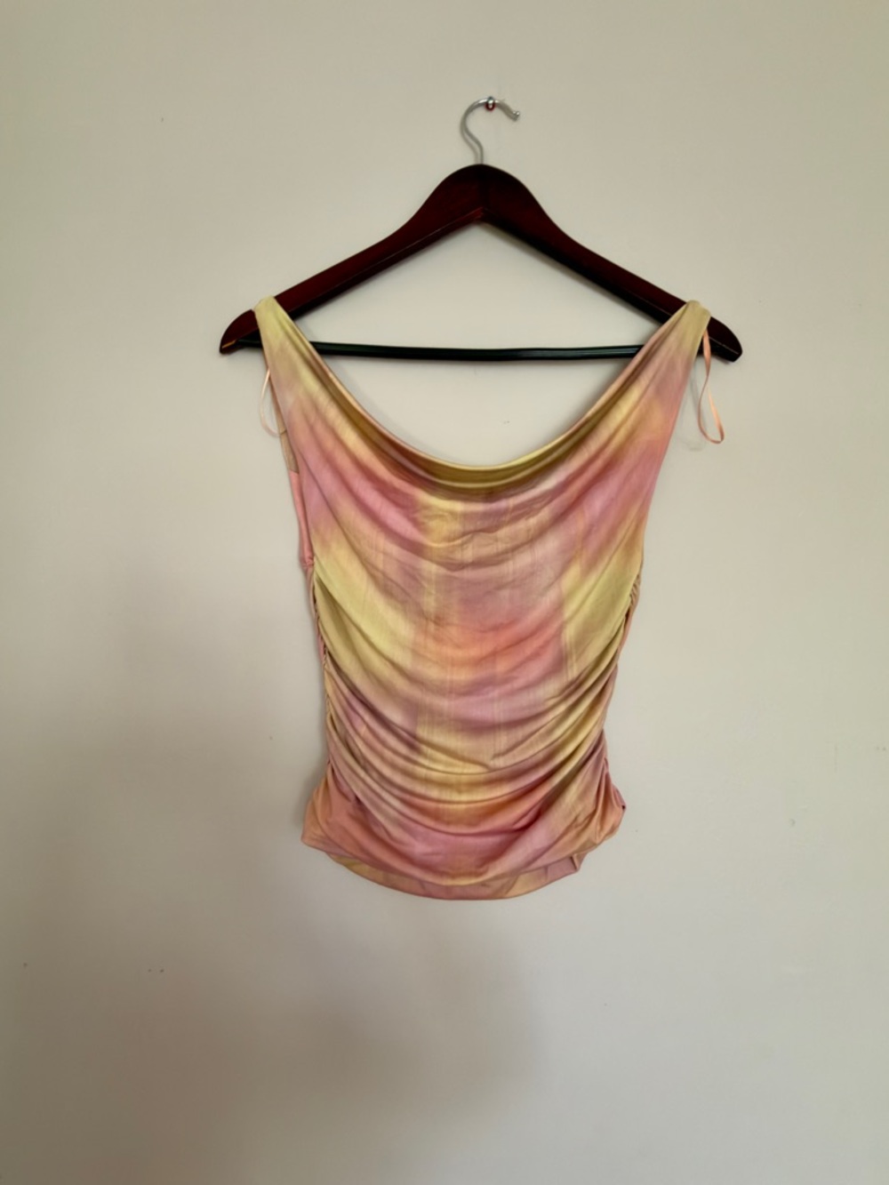 Zara Pastel Tie-Dye Cowl Neck Camisole in Pink and Yellow